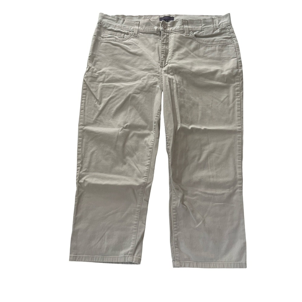 NYDJ Women's Size 16 Khaki Beige Chino Pants Straight Leg Crop 97% Cotton
